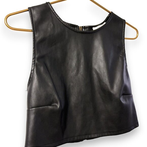 Kirious Tops - Kirious Vegan Leather Dark Gunmetal Crop Top